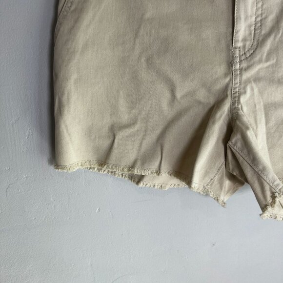 prAna Womens Sancho Mid Rise Short Sz 10 in Chalk Raw Hems Vintage Vibes - Picture 2 of 8